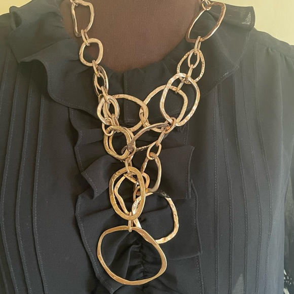 Diana Broussard Necklace Circa 2008, Metal Rose Gold Plated Large Links Designer - Picture 3 of 13